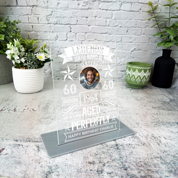 60th Birthday Gift Legends Were Born Photo Personalised Gift Acrylic Plaque