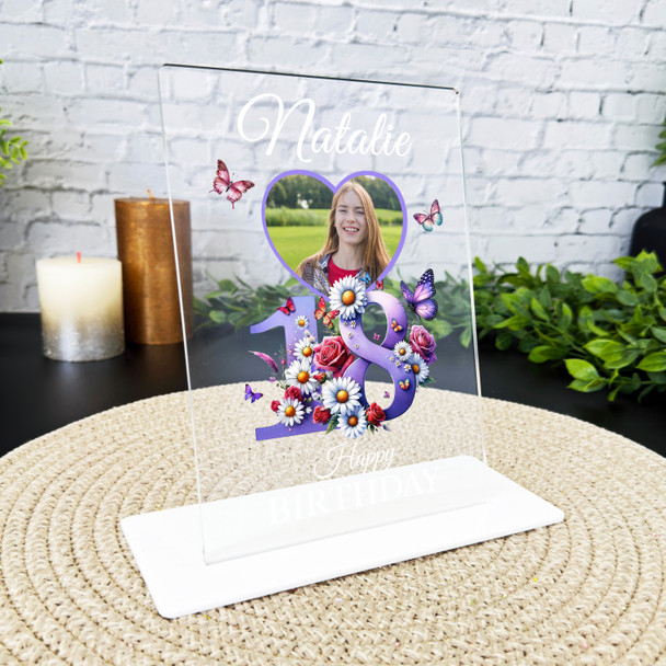 18th Birthday Gift Purple Butterflies Heart Photo Personalised Gift Plaque