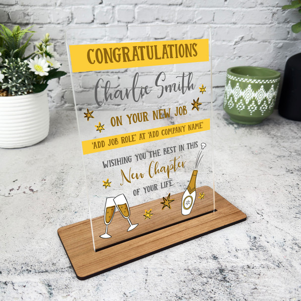 New Job Congratulations Champagne Flute Banner Gift Colleague Friend Plaque
