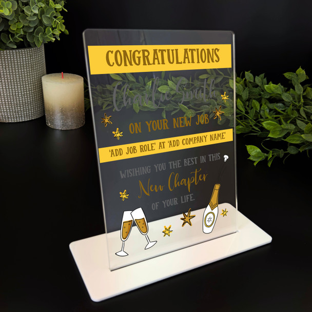 New Job Congratulations Champagne Flute Banner Gift Colleague Friend Plaque