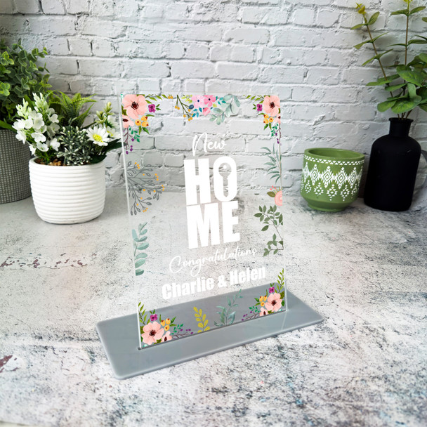New Home Gift Floral Frame Custom Personalised Gift Acrylic Plaque