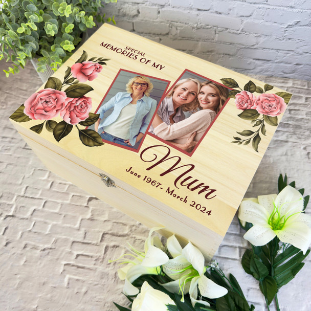 Mum Vintage Floral Photo Frames Memorial Personalised Wooden Memory Keepsake Box