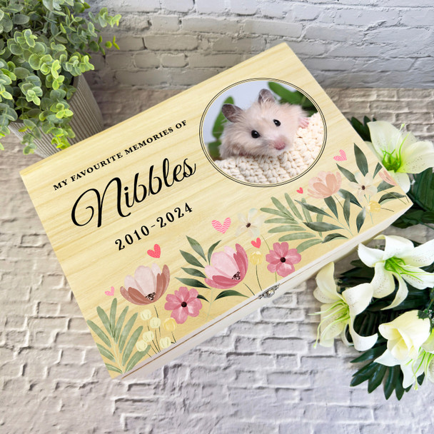 Any Pet Watercolour Round Photo Pet Memorial Personalised Wooden Keepsake Box