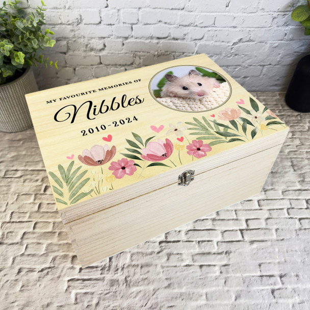 Any Pet Watercolour Round Photo Pet Memorial Personalised Wooden Keepsake Box