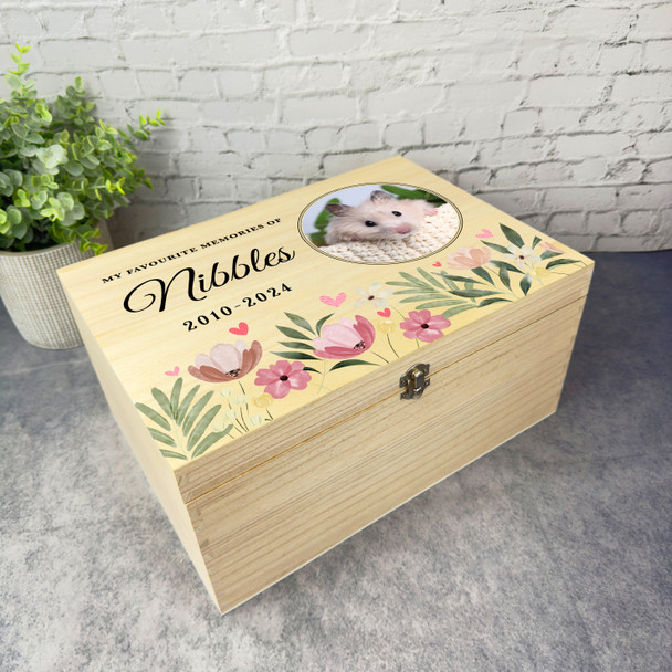 Any Pet Watercolour Round Photo Pet Memorial Personalised Wooden Keepsake Box