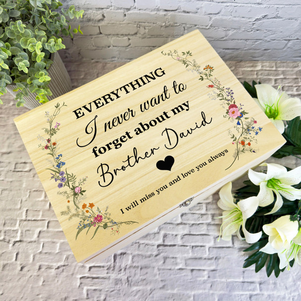 Brother Memories Miss You Vintage Memorial Personalised Wooden Keepsake Box