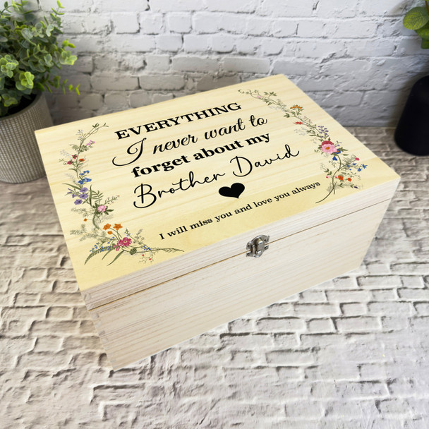 Brother Memories Miss You Vintage Memorial Personalised Wooden Keepsake Box