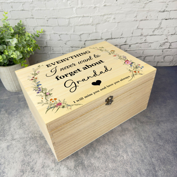 Grandad Memories Miss You Vintage Memorial Personalised Wooden Keepsake Box