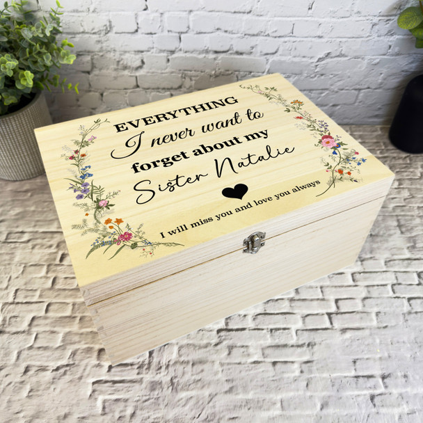 Sister Memories Miss You Vintage Memorial Personalised Wooden Keepsake Box