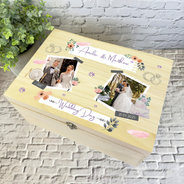 Wedding Day Memories Scrapbook Photo Personalised Wooden Memory Keepsake Box