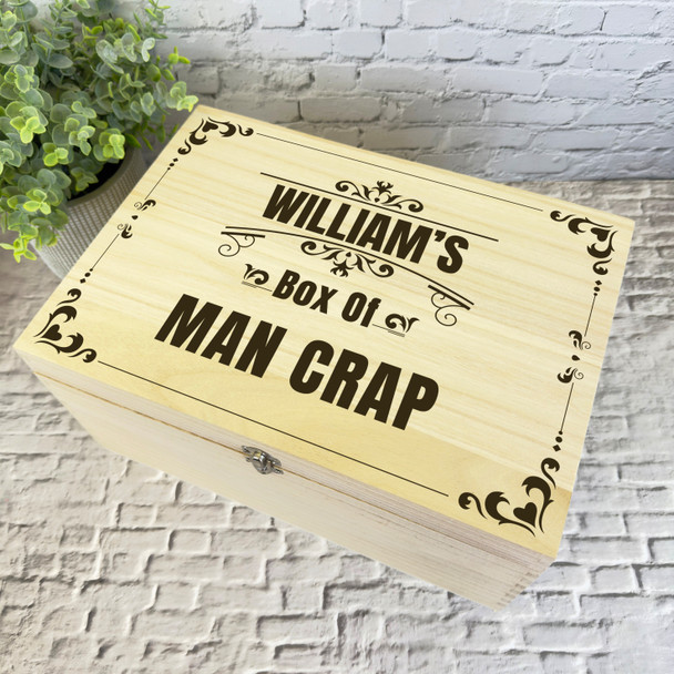 Retro Frame Man Crap Personalised Wooden Storage Keepsake Box