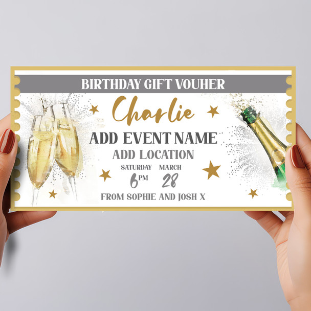 Any Event Bar Restaurant Gold Personalised Surprise Ticket Gift Voucher