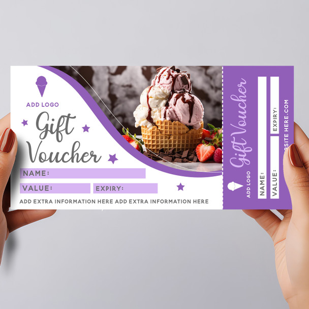 Ice Cream Cake Dessert Café Food Purple Swirl Any Details Business Gift Voucher