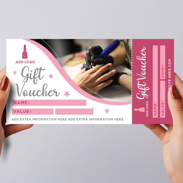 Nail Art Manicure Pink Aesthetics Beauty Therapy Massage Business Gift Voucher