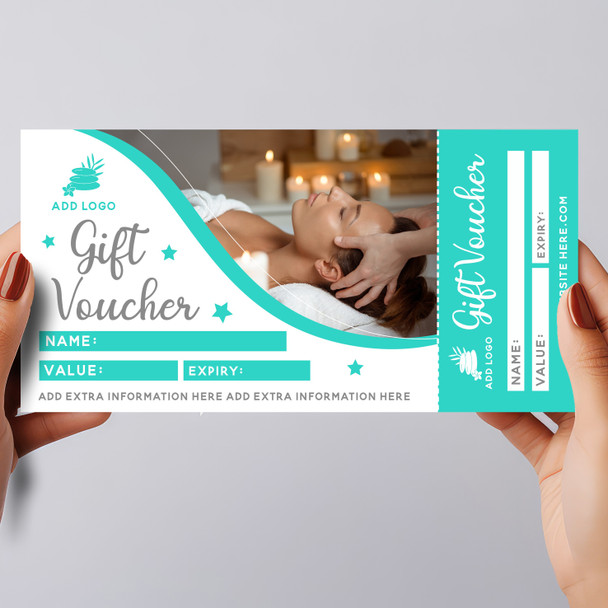 Spa Head Massage Blue Aesthetics Beauty Therapy Massage Business Gift Voucher