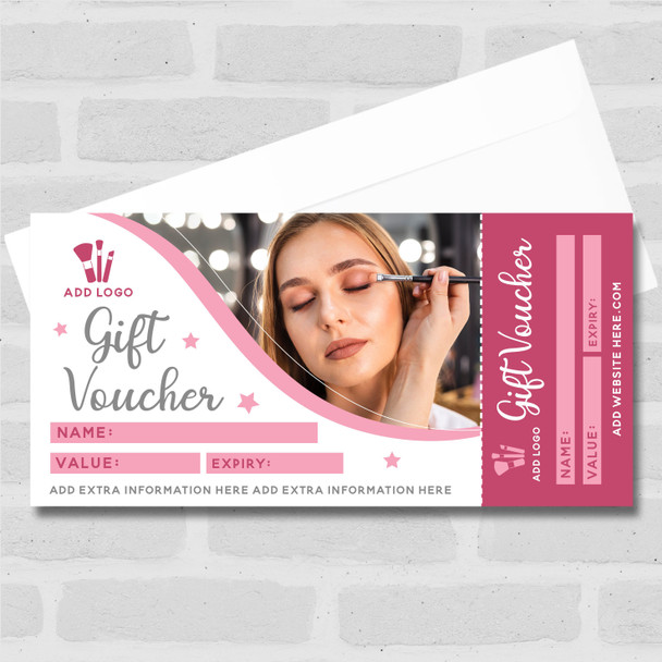 Make Up Beauty Spa Pink Aesthetics Eyebrows Lashes Business Gift Voucher