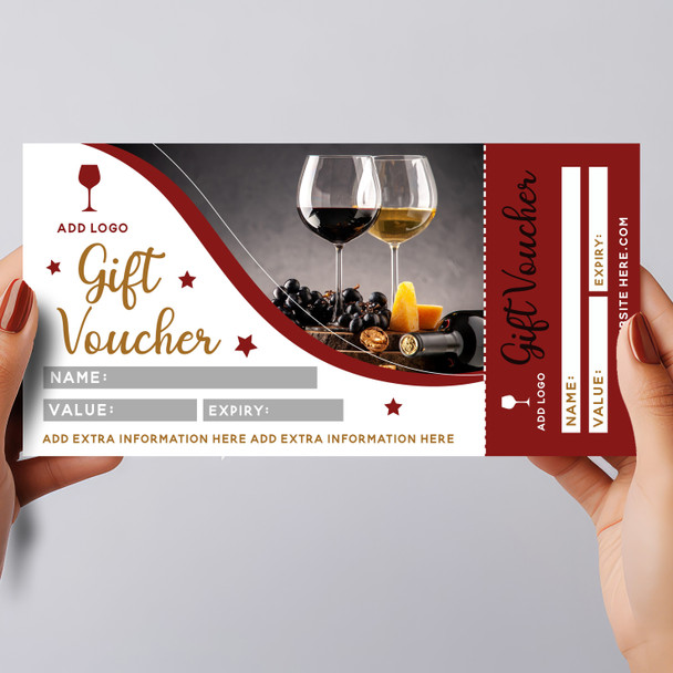 Wine Tasting Bar Cocktail Restaurant Perforated Business Gift Voucher