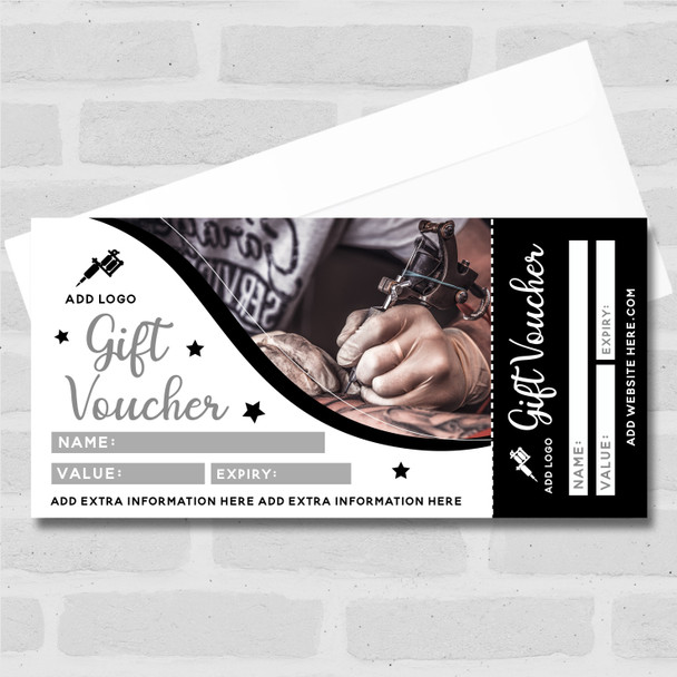 Tattoo Studio Black Any Details Perforated Business Gift Voucher