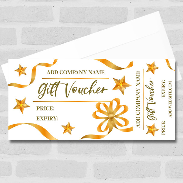 Gold Bow Any Details Generic Perforated Business Gift Voucher