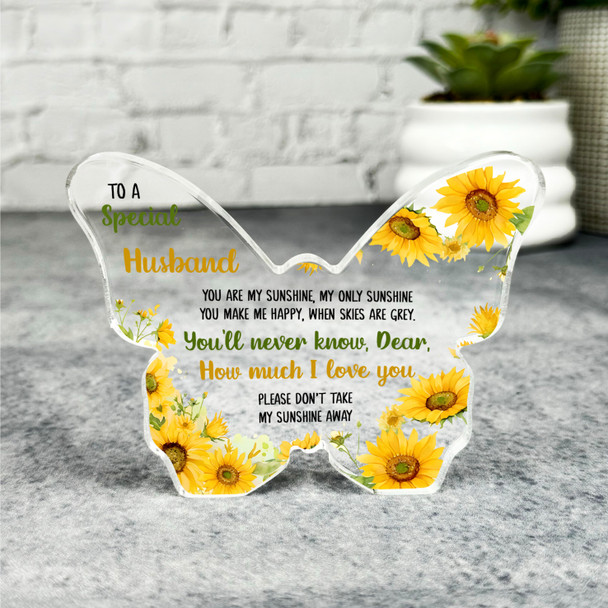 You Are My Sunshine Sunflower Gift For Husband Butterfly Keepsake Plaque Present