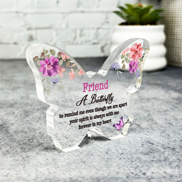 Friend Watercolour Floral Memorial Gift Butterfly Keepsake Plaque Ornament