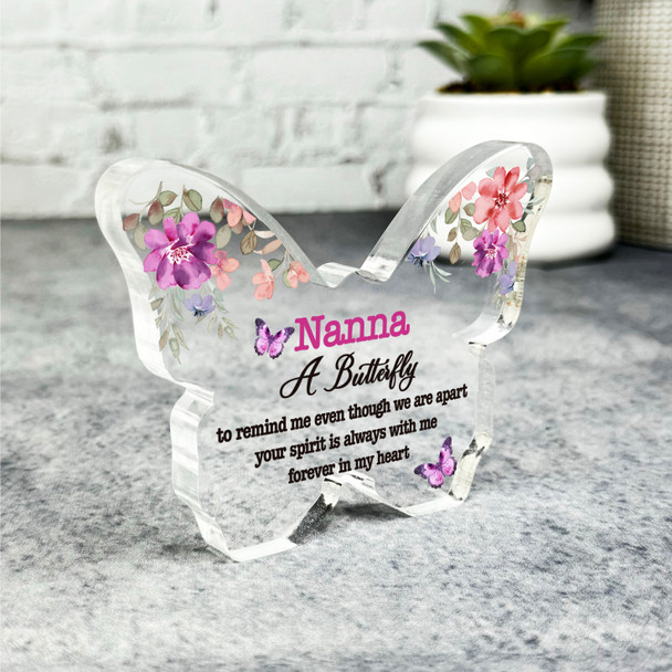 Nanna Watercolour Floral Memorial Gift Butterfly Keepsake Plaque Ornament