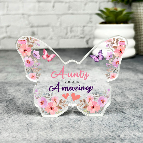 Pink Inspirational Positive You Are Amazing Aunty Gift Butterfly Keepsake Plaque