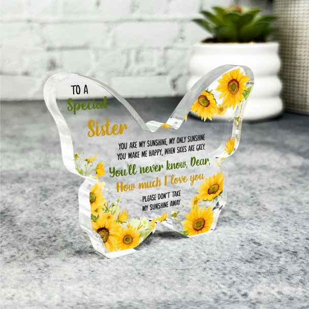 You Are My Sunshine Sunflower Gift For Sister Butterfly Keepsake Plaque Ornament