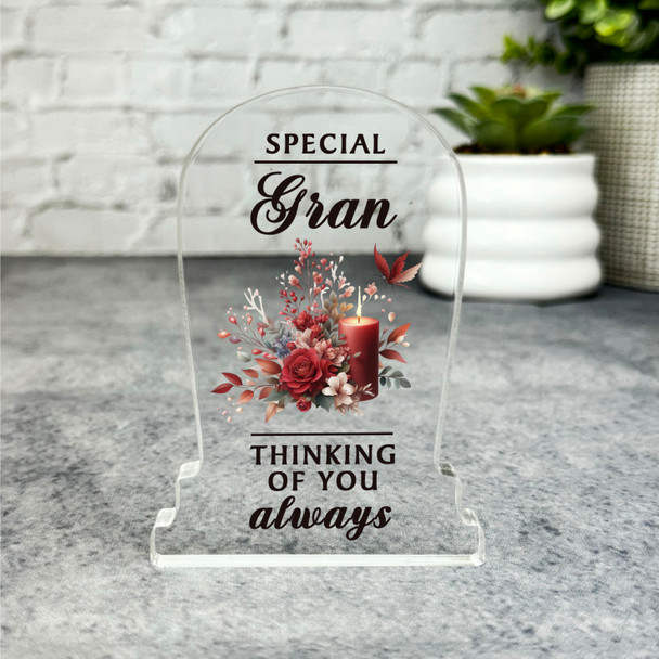 Special Gran Red Candle Remembrance Memorial Gift Gravestone Keepsake Plaque