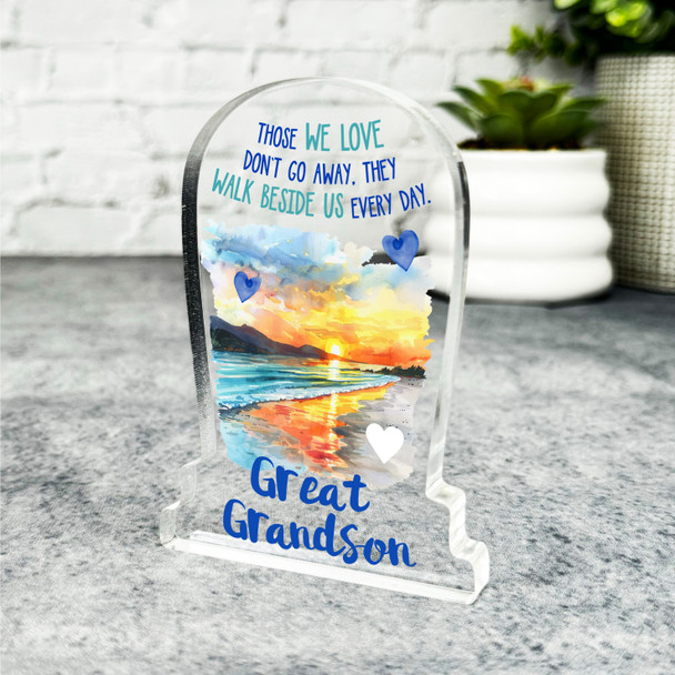 Great Grandson Beach Remembrance Memorial Gift Gravestone Keepsake Plaque