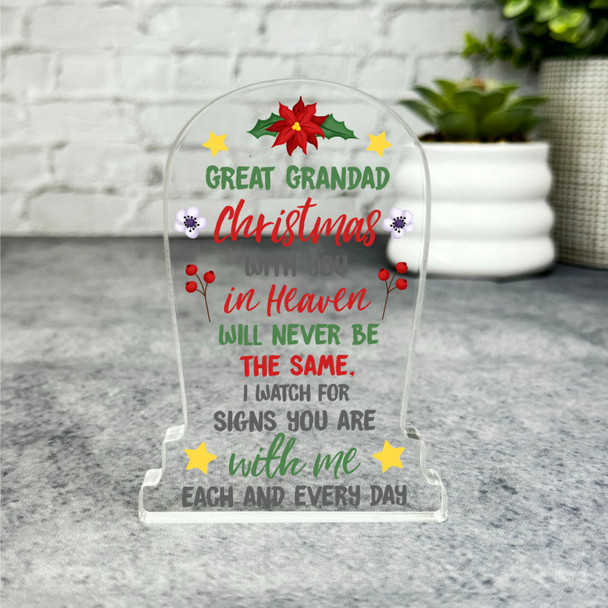 Great Grandad Heaven Christmas Memorial Gift Gravestone Keepsake Plaque Great Grandad Heaven Christmas Memorial Gift Gravestone Keepsake Plaque