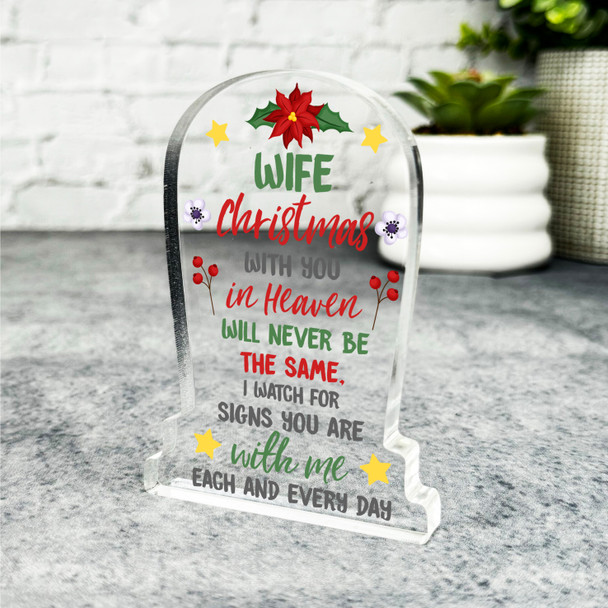 Wife Heaven Remembrance Christmas Memorial Gift Gravestone Keepsake Plaque