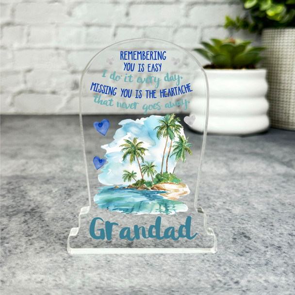 Grandad Beach Palm Tree Remembering You Memorial Gift Gravestone Keepsake Plaque