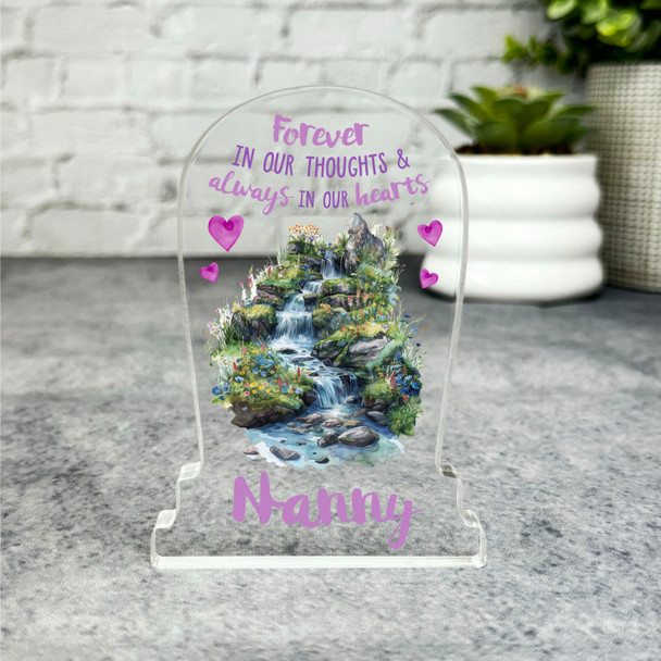 Nanny Waterfall Pink Hearts Remembrance Memorial Gift Gravestone Keepsake Plaque