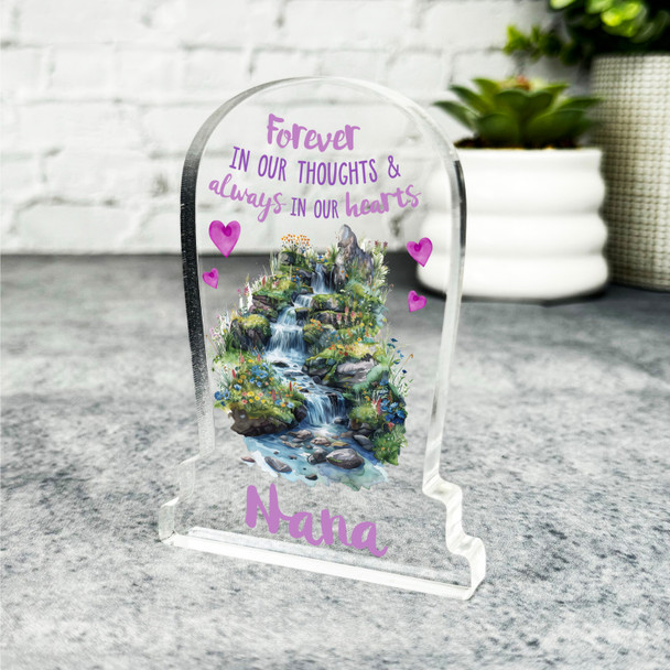 Nana Waterfall Pink Hearts Remembrance Memorial Gift Gravestone Keepsake Plaque