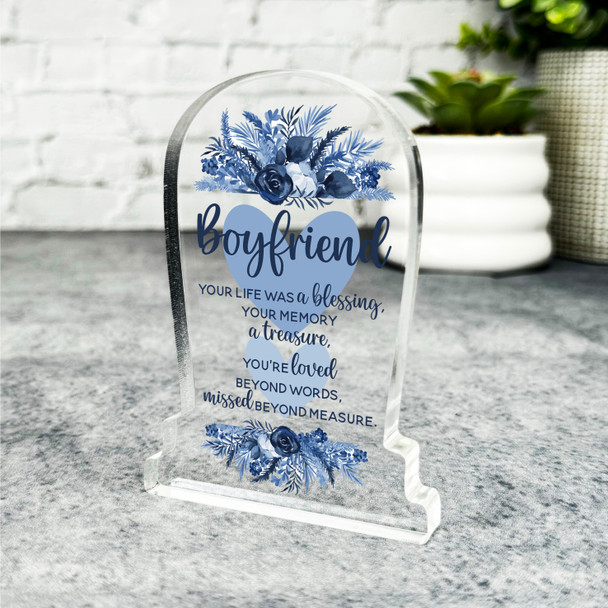 Boyfriend Blue Heart Life Was Blessing Memorial Gift Gravestone Keepsake Plaque