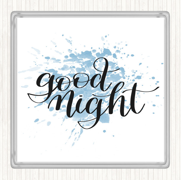 Blue White Goodnight Inspirational Quote Coaster