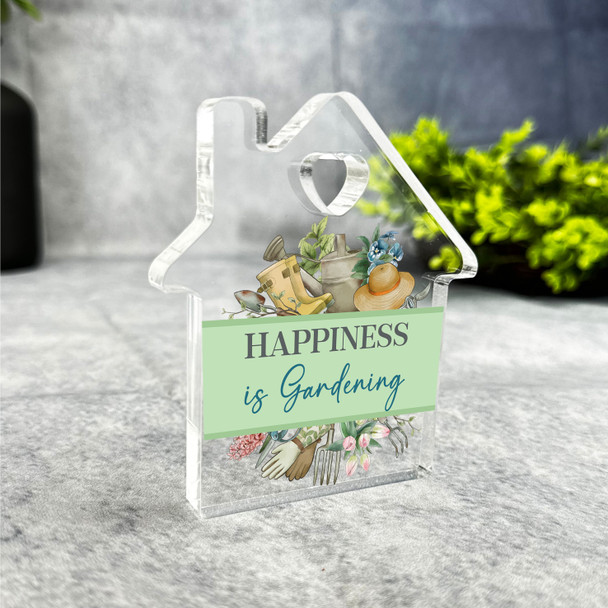 Gift For Gardener Happiness Is Gardening House Ornament Keepsake Plaque Ornament