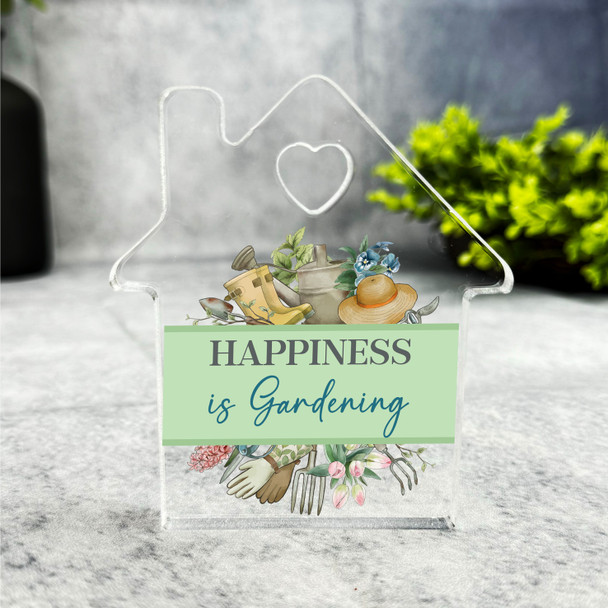 Gift For Gardener Happiness Is Gardening House Ornament Keepsake Plaque Ornament