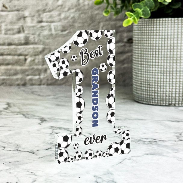 Gift For Best Grandson Football Balls Number One Award Keepsake Plaque Ornament