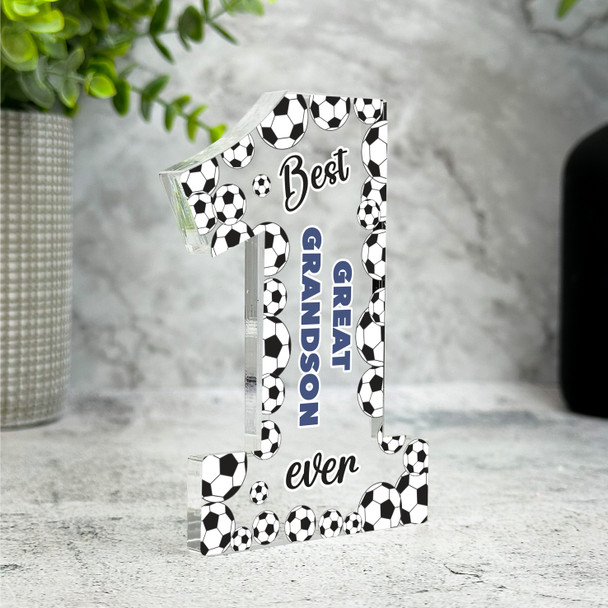 Gift For Best Great Grandson Football Balls Number One Award Keepsake Plaque