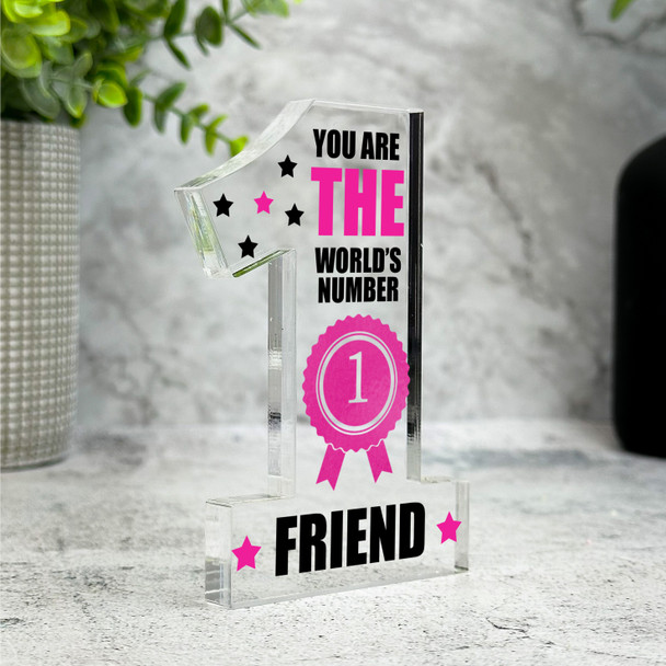 The World's No.1 Friend Pink Gift Number One Award Keepsake Plaque Ornament The World's No.1 Friend Pink Gift Number One Award Keepsake Plaque Ornament