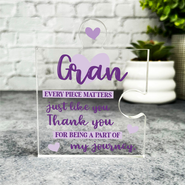 Gift For Gran Every Piece Matters Purple Puzzle Piece Keepsake Plaque Ornament