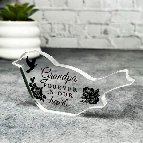 Grandpa Black Roses Memorial Robin Bird Gift Sympathy Robin Keepsake Plaque
