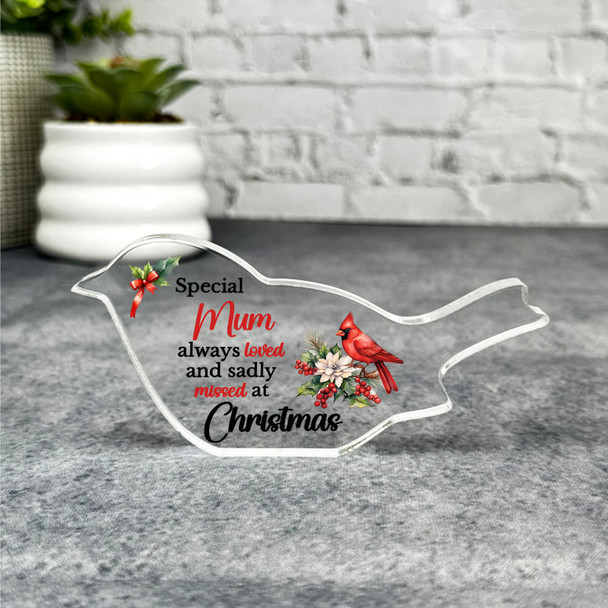 Mum Red Cardinal Bird Remembrance Christmas Memorial Gift Robin Keepsake Plaque