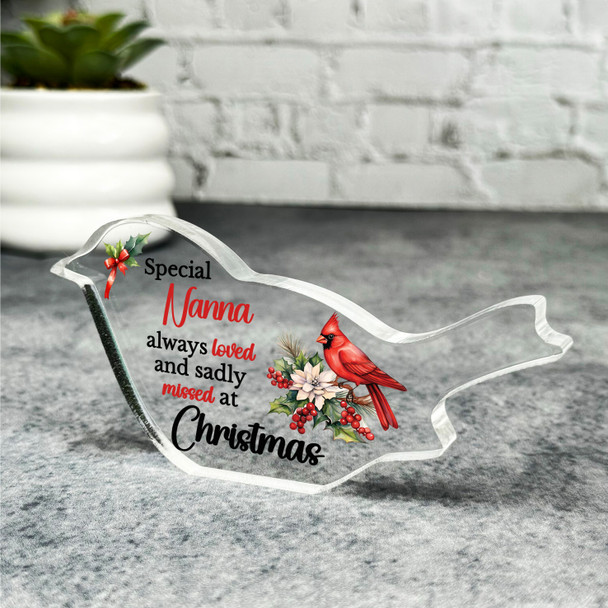Nanna Granddaughter Red Cardinal Christmas Memorial Gift Robin Keepsake Plaque