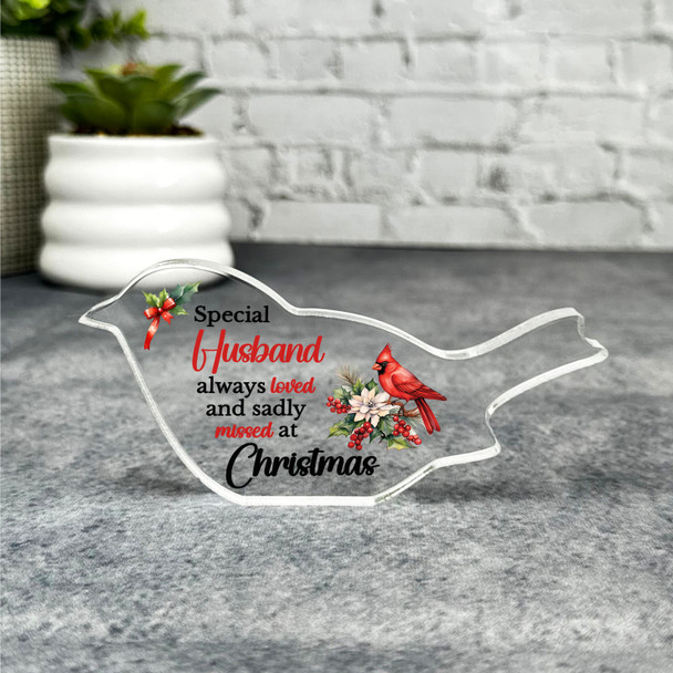 Husband Red Cardinal Bird Christmas Memorial Gift Robin Keepsake Plaque