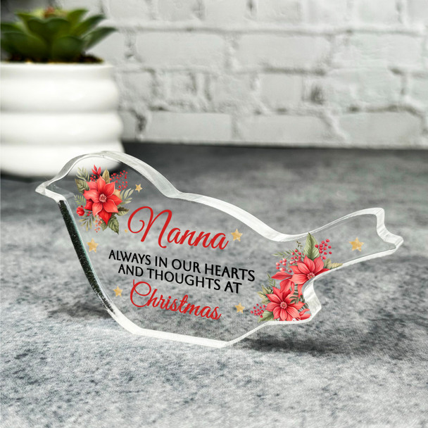Nanna Red Floral Remembrance Christmas Memorial Gift Robin Keepsake Plaque