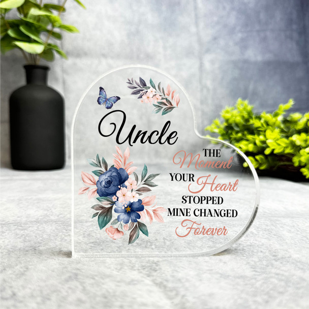 Uncle Floral Memorial Heart Gift Side Heart Keepsake Plaque Ornament Present Uncle Floral Memorial Heart Gift Side Heart Keepsake Plaque Ornament Present