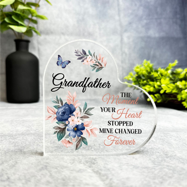 Grandfather Floral Memorial Heart Gift Side Heart Keepsake Plaque Ornament